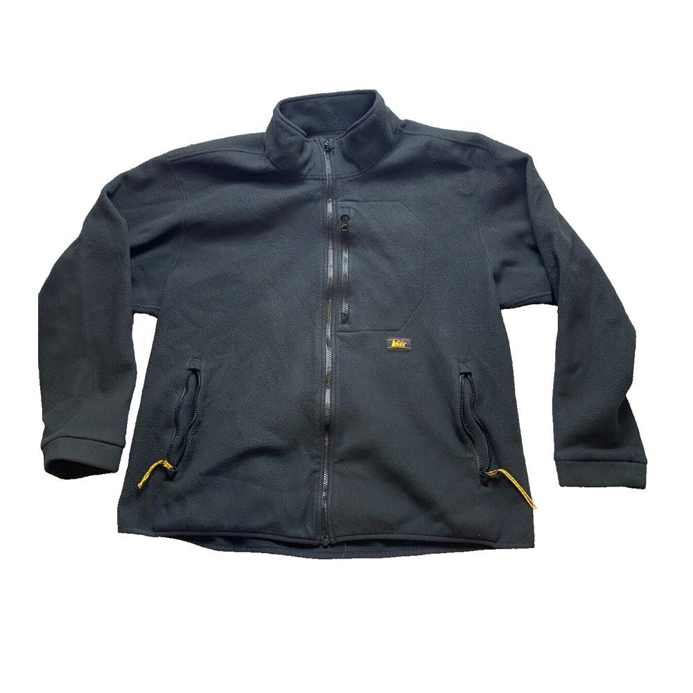 REI Jacket Adult Extra Large Black Full‎ Zip Fleece Outdoor Gear Mock Neck Mens